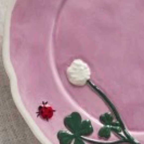 NWT Anthropoloigie Lilac Faye Ladybug Dessert Plate - Picture 2 of 4